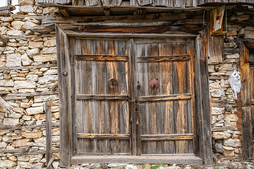 Entrance to an old stone barn