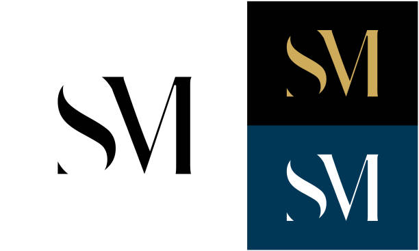 sm, ms abstract luxus logo vektor symbol monogramm - buchstabe s stock-grafiken, -clipart, -cartoons und -symbole