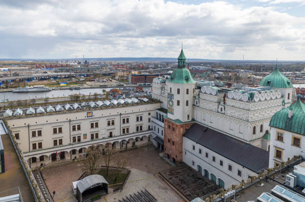 04/10/2022. High angle view at The Ducal Castle in Szczecin, Poland, (Polish: Zamek Książąt Pomorskich) stock photo