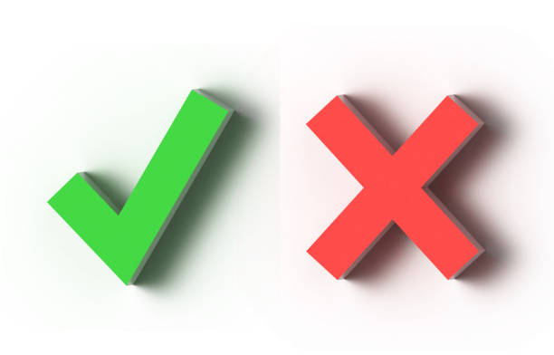 3D Three check icon and and x Symbol