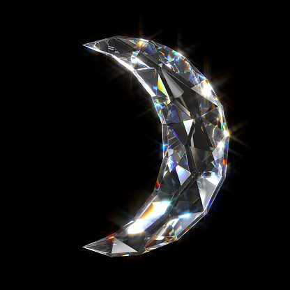 Diamond crescent on black background