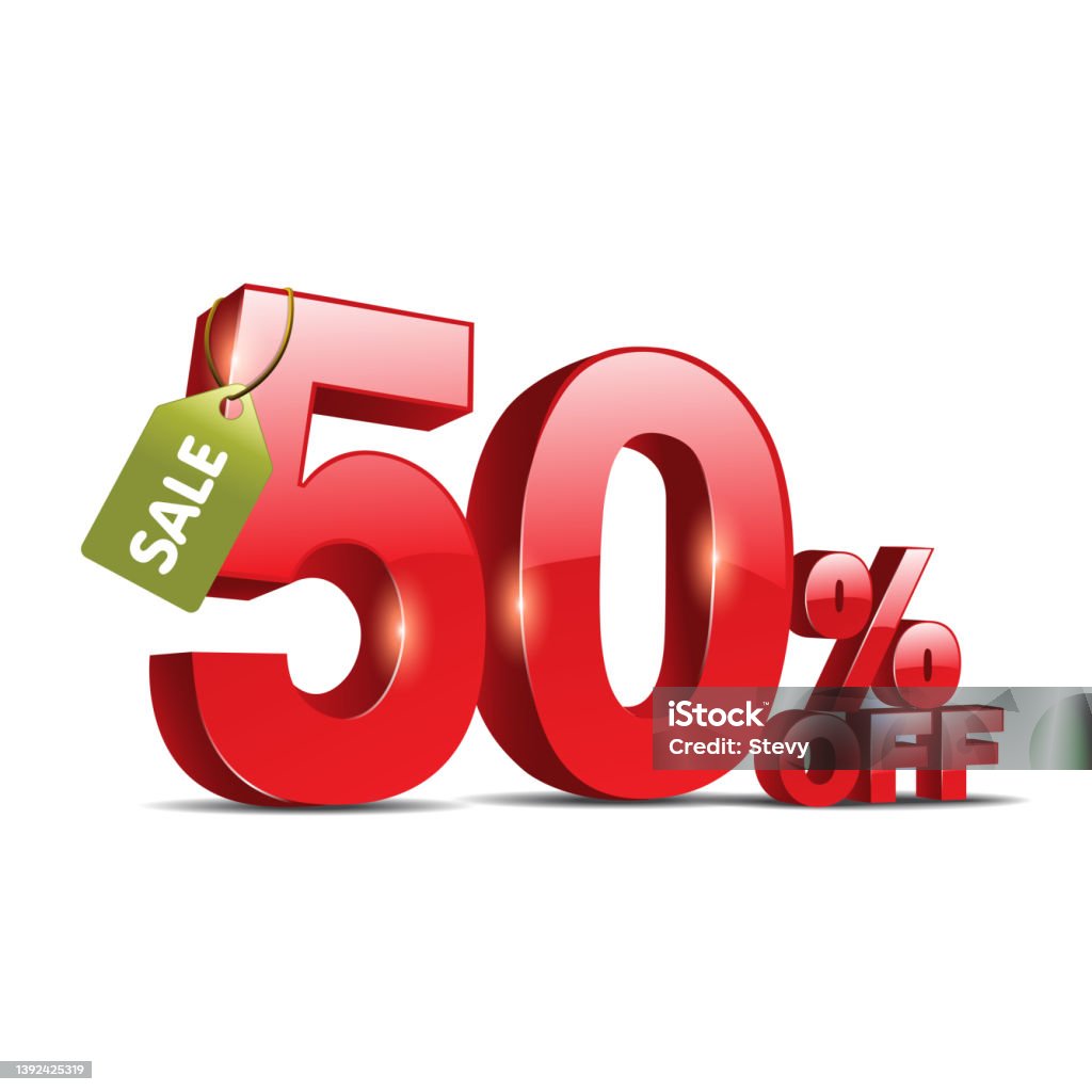 Sale 50% off Sale 50% off 3d Red Text Isolated on White Background Fifty Percent stock vector