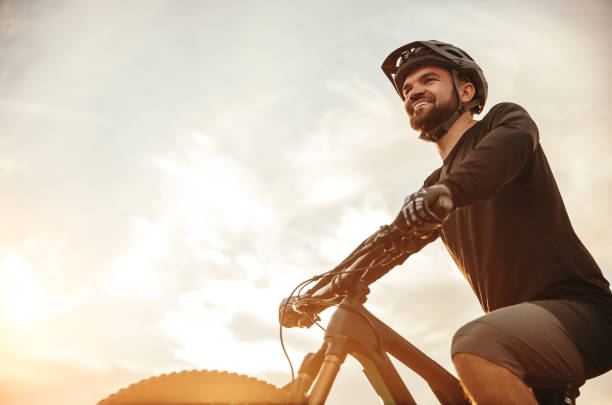 istock Professional cyclist riding mountain bike 1392429074