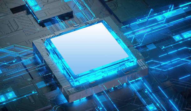 istock 3D rendering of cyberpunk AI. Circuit board. Technology background. Central Computer Processors CPU and GPU concept. Motherboard digital chip. Tech science background. 1392430697
