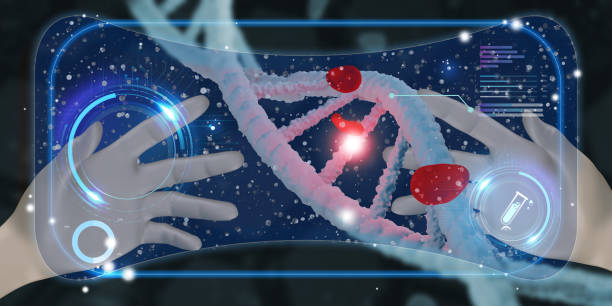 istock vr glasses medical diagnosis screen DNA digital interface hologram technology VR Metaverse 3d illustration 1392432860