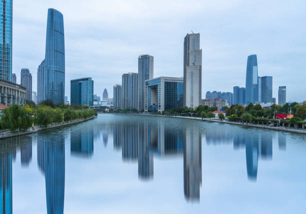 istock Tianjin city waterfront downtown skyline,China. 1392439640