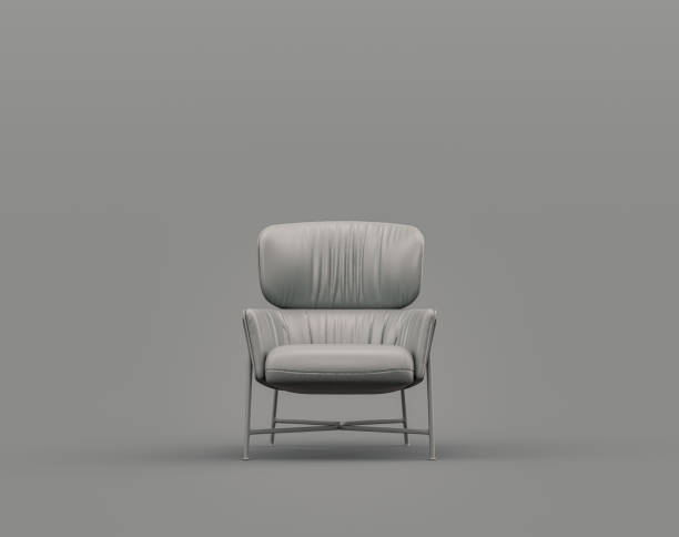 istock Single armchair in a monochrome gray interior room and empty wall gray 3d Rendering 1392441606