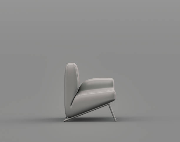istock Single armchair in a monochrome gray interior room and empty wall gray 3d Rendering 1392441636