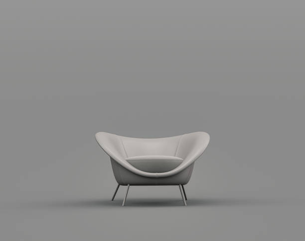 istock Single armchair in a monochrome gray interior room and empty wall gray 3d Rendering 1392442390