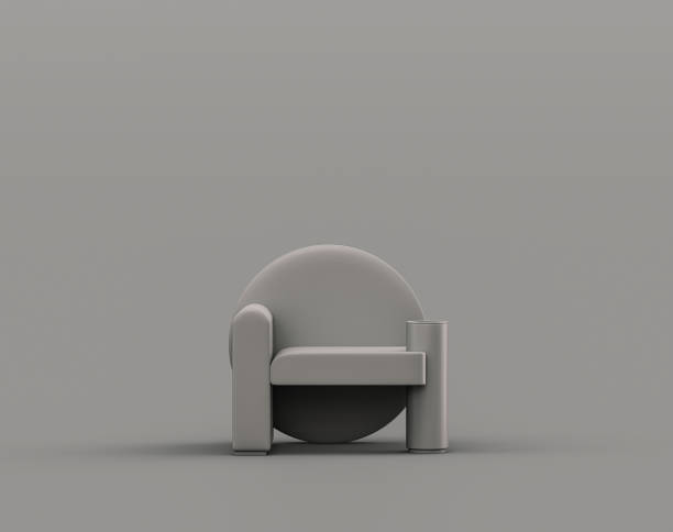 istock Single armchair in a monochrome gray interior room and empty wall gray 3d Rendering 1392442494