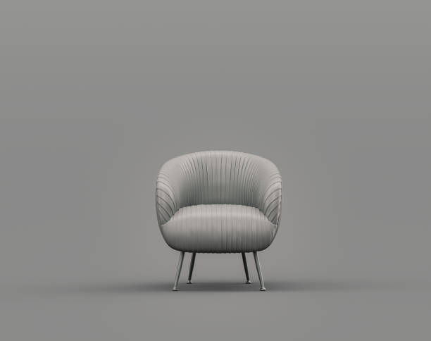 istock Single armchair in a monochrome gray interior room and empty wall gray 3d Rendering 1392442522