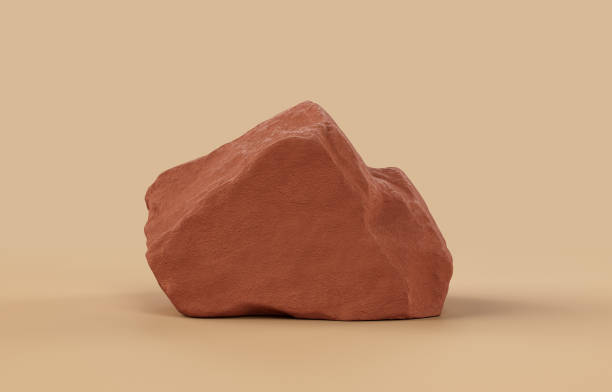 istock Brown color rock in a flat color background,  monochrome rock model 1392445667