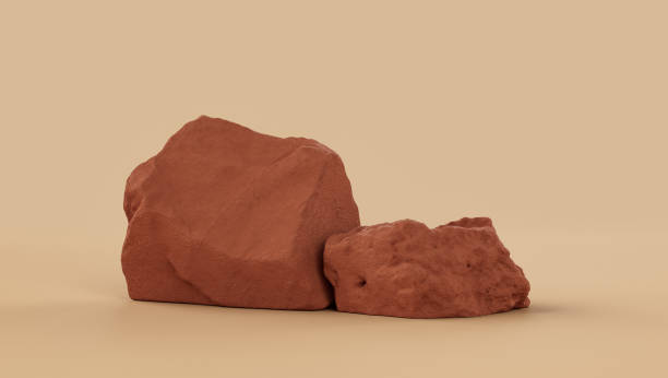 istock Brown color rocks in a flat color background,  monochrome rock model 1392445691