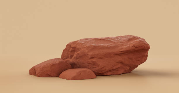 istock Brown color rocks in a flat color background,  monochrome rock model 1392445715