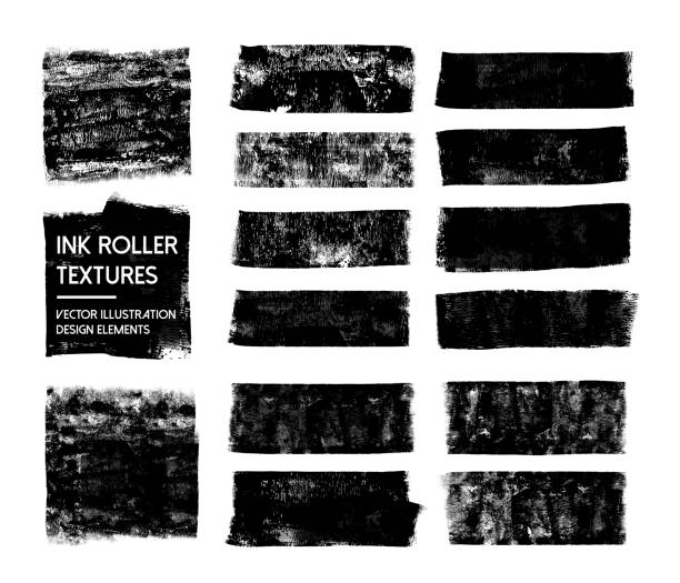 Ink roller, grunge and distressed texture. Vector illustration. Ink roller texture. Grunge and distressed design elements. High quality vector illustration. Monochrome, black and white color. Letterpress, rough background. Ink and Brush stock illustrations