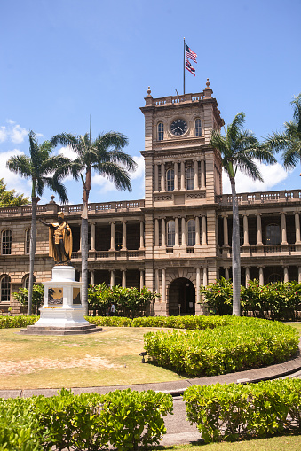 Honolulu - July 18, 2011 : Statue of King Kamehameha in front of Judiciary Building at Downtown Honolulu