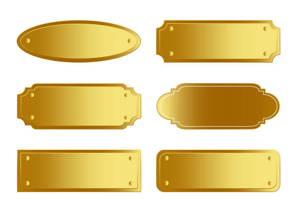 golden name plate kollektion - brass stock-grafiken, -clipart, -cartoons und -symbole