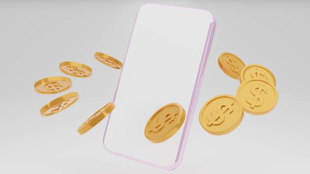 istock 3D render coin moving around Mobile phone,coin floating around smartphone blank white screen transaction concept.Mobile banking, financial payment Smartphone 1392457514