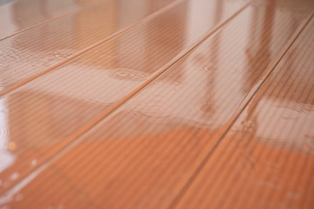 Tables outside in the rain