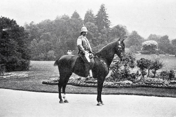 istock Kaiser Wilhelm II in tropic uniform sitting on horse 1392471449