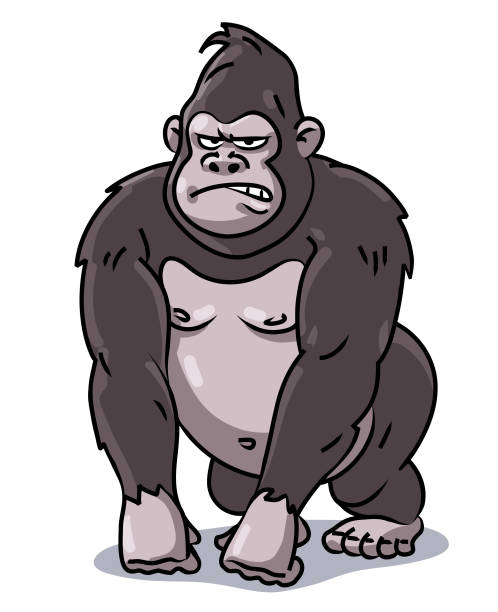zrzędliwy goryl - gorilla zoo animal silverback gorilla stock illustrations