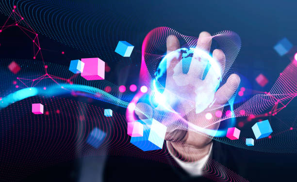 istock Businessman wearing suit is holding virtual globe in his hand 1392472469