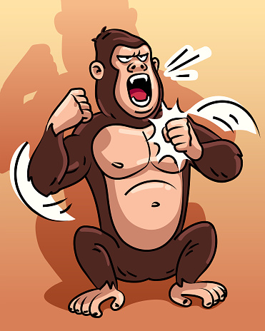 Vector illustration of an angry gorilla beating his chest.