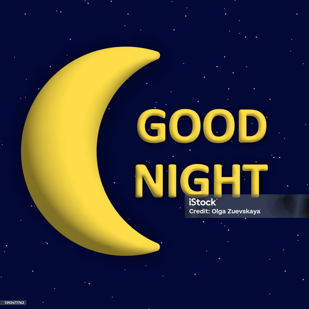 Cute Good Night Background With 3d Moon And Stars Square ...