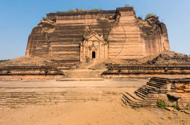 Ruined and unfinished Mingun Pahtodawgyi pagoda in Mingun could have been the largest stupa in the world. Western bank of Irrawaddy river, Myanmar