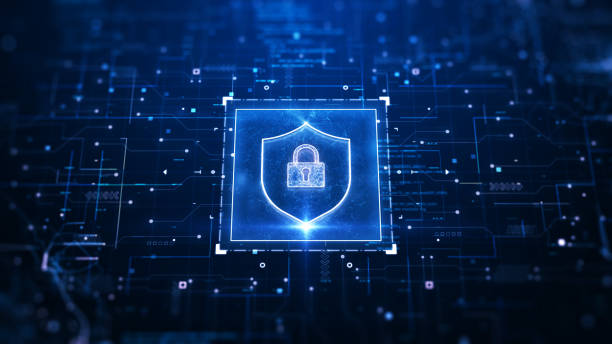 istock Cybersecurity concept data protection technology. There is a padlock in the middle of the shield. It is an abstract circuit that surrounds binary code and small fractal on a dark blue background. 1392477860