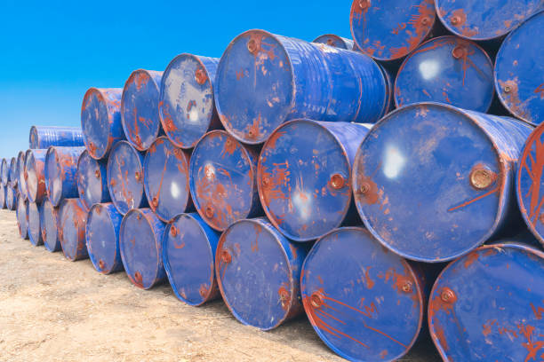 istock old blue steel barrel 1392478039