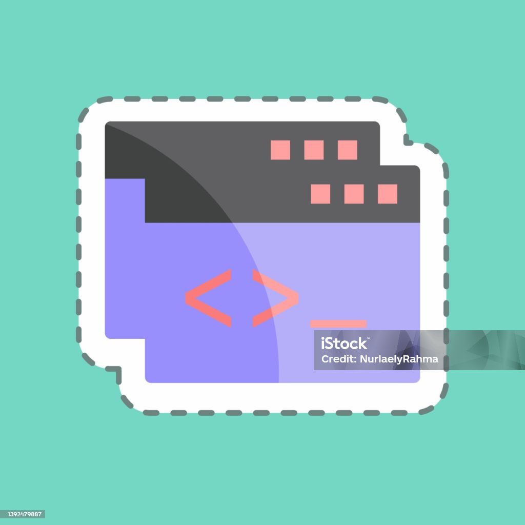 Coding Stck Image Sticker Line Cut Custom Coding Suitable For Programming Symbol Simple ...
