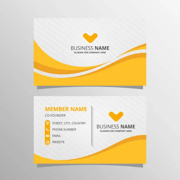 Vector illustration of Modern Yellow Wavy Business Card Template
