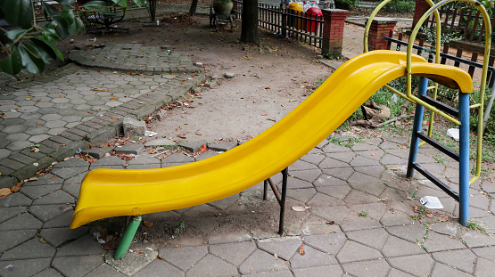 slides of various colors in the city park of Sidoarjo, Indonesia