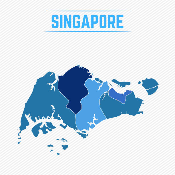 지역과 싱가포르 상세��한지도 - silhouette cartography singapore map stock illustrations