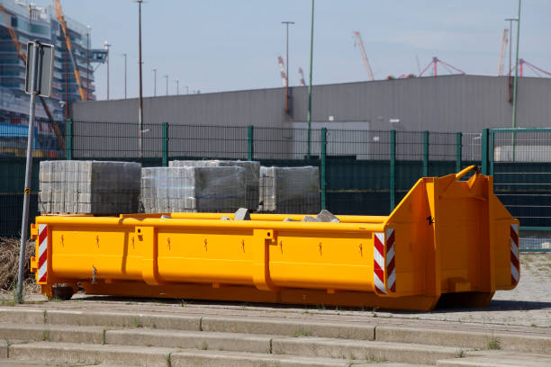 Container, orange settling trough for construction rubble, Germany, Europe Container, orange skip for construction rubble, Germany, Europe schutt stock pictures, royalty-free photos & images