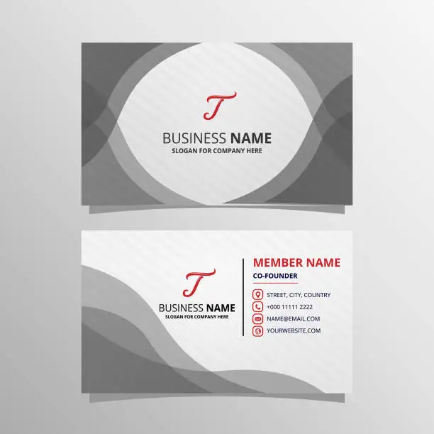 Vector illustration of Modern Gray Wavy Business Card Template