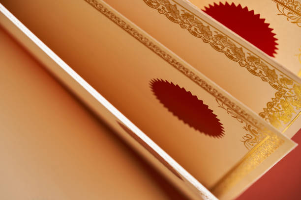istock group of certificate with red seal 1392484663