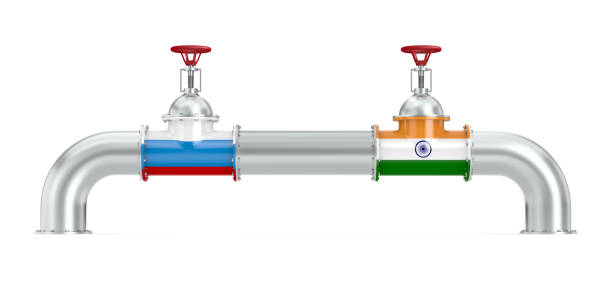 istock pipeline between Russia and India on white background. Isolated 3D illustration 1392485991