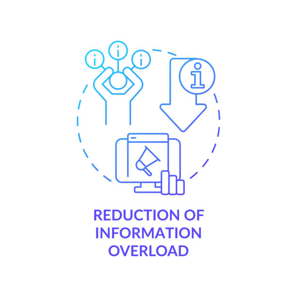 Reduction of information overload blue gradient concept icon Reduction of information overload blue gradient concept icon. Role of information industry abstract idea thin line illustration. Isolated outline drawing. Myriad Pro-Bold font used angry general manager stock illustrations
