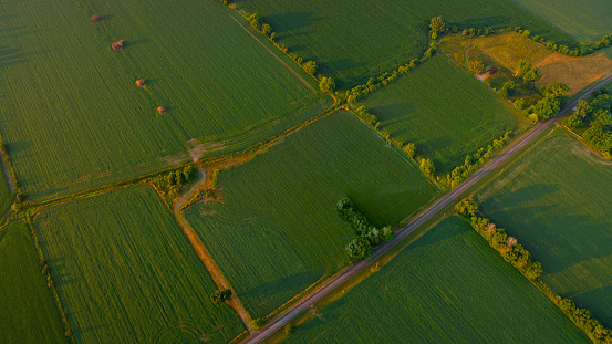 Aerial view of large field in Ottawa, Ontario, Canada.