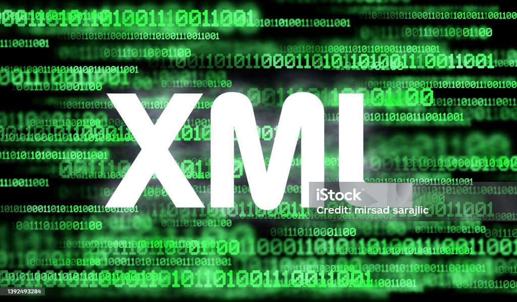 Word Xml And Abstract Cyberspace With Binary Code On Dark Background ...