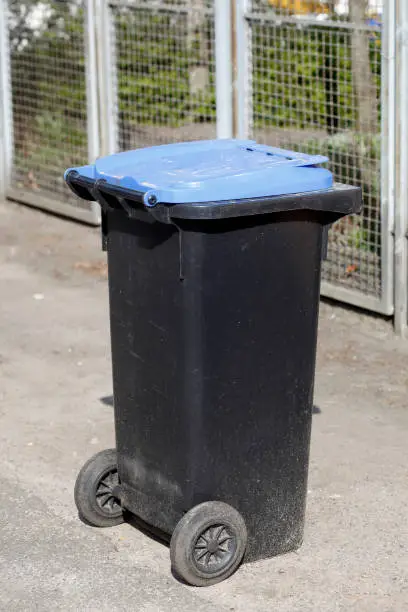 Photo of Garbage can, Blue bin for waste paper, Germany