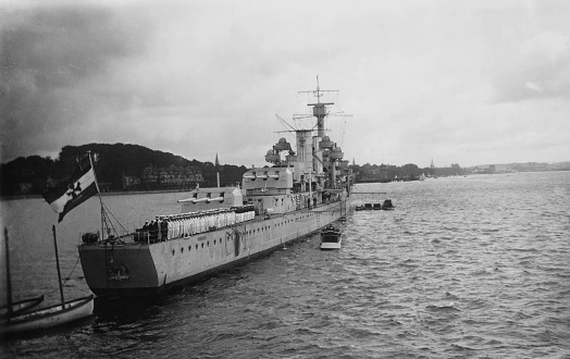 Italian Warship Leaving the Harbor in 1940.