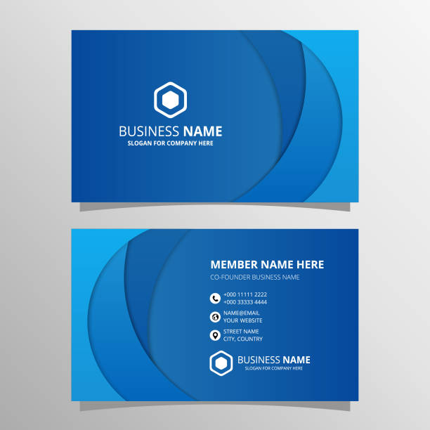 Blue Curved Business Card Template Blue Curved Business Card Template, can be used for business designs, presentation designs or any suitable designs. corporate identity stock illustrations