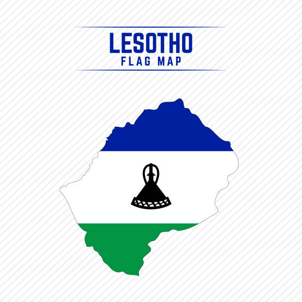 illustrazioni stock, clip art, cartoni animati e icone di tendenza di mappa della bandiera del lesotho. mappa della bandiera del lesotho - lesotho