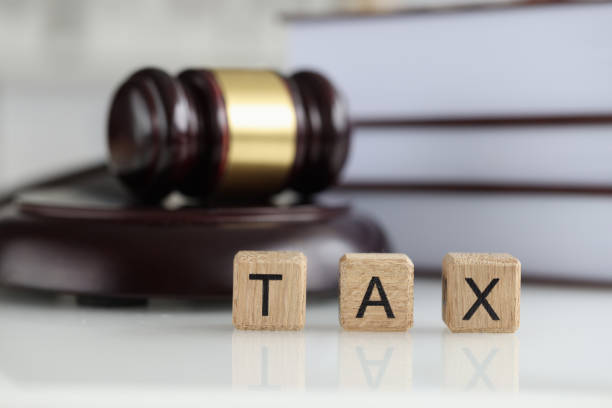 Tax court financial crimes and investigations closeup stock photo