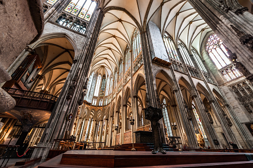 Cologne Cathedral Interior and Stained Glass Windows. Germany
