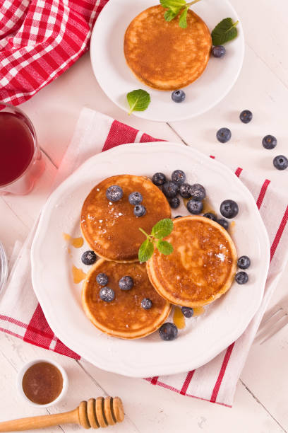 istock Pancakes with blueberries and chocolate cream. 1392499292