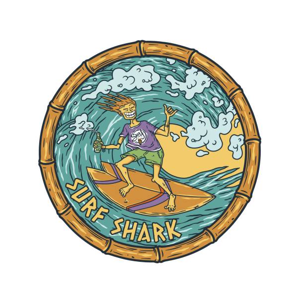 istock Surfer on surf board, surfing summer hawaii print 1392499299